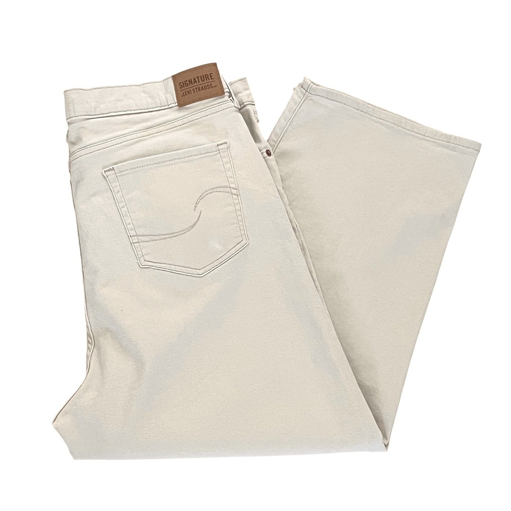 Signature Levi Strauss Women Jeans 20 Beige Heritage High-Rise Loose Crop Denim